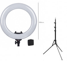 Kit Tolifo Lampa circulara profesionala LED RingLight Bicolor 60W 432 leduri AC cu stativ, ideal pentru fotografie sau video, vlogging, prezentari, ma foto