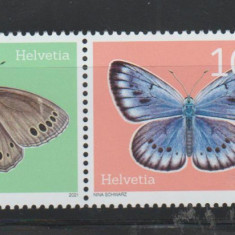 ELVETIA 2021 EUROPA CEPT - FAUNA ,FLUTURI Serie 2 timbre Mi.2706-707 MNH**