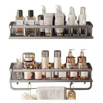 Organizator de perete Dublu, cu suport prosop, 50 cm, din otel inoxidabil, finisaj lucios, se integreaza perfect in orice decor foto