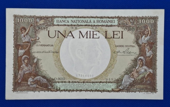 1000 lei 1938 seria O.0693 0492, stare excelenta, rară
