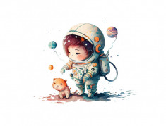 Sticker decorativ Astronaut, Multicolor, 72 cm, 5859ST foto