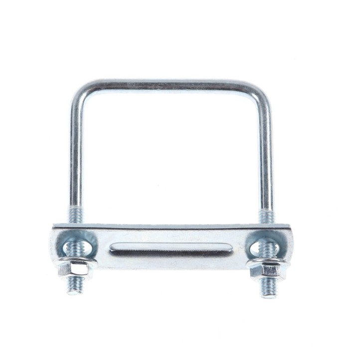 Surub U patrat, 6 x 65/60 + placa + saibe + piulite, set 4 perechi