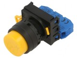 Comutator 22mm Poz.i Stabil 2 NO Galben Apăsare