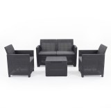 Set Mobilier Gradina Curver Claire 4 Persoane Plastic Grafit cu Masuta Canapea Fotolii