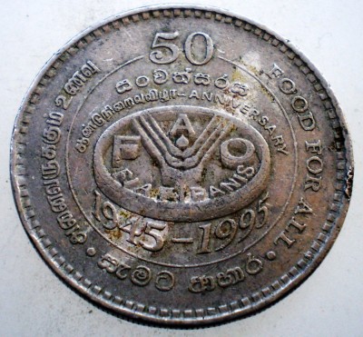 1.449 SRI LANKA FAO 2 RUPEES RUPII 1995 foto