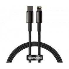 Cablu alimentare si date Baseus Tungsten Gold,Fast Charging Data Cable pt smartphone,USB Type-C la Lightning 20W,braided,1m,rezistent zgarieturi,negru