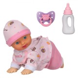 Păpușă Bebelus, Model De-a Busilea, Roz, Accesorii Biberon și Suzeta, 24cm, Oem