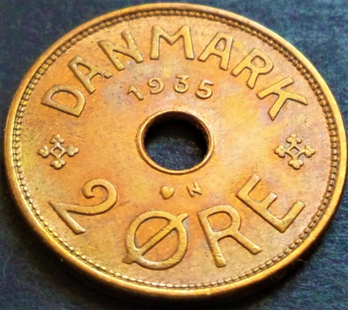Moneda istorica 2 ORE - DANEMARCA, anul 1935 * cod 4943 C = EXCELENTA