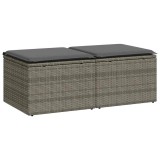 Cumpara ieftin Set mobilier gradina cu perne 2 piese gri poliratan/lemn acacia