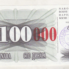 bnk bn Bosnia 100000 dinari 24-12-1993 unc