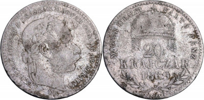 1869 - KB - 20 krajcz&amp;aacute;r - Franz Joseph I - Imperiul Austro-Ungar foto