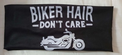 Bandana neagra rock &amp;quot;Biker Hair don&amp;#039;t care&amp;quot;, noua foto