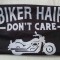 Bandana neagra rock &quot;Biker Hair don&#039;t care&quot;, noua
