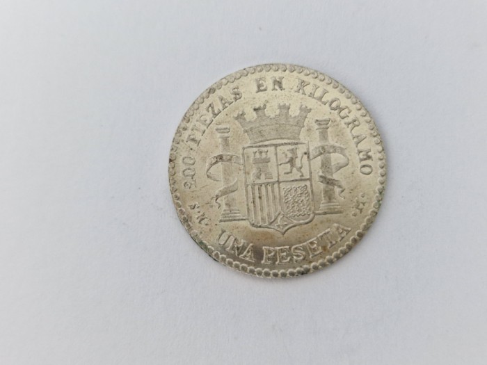 Spania Una Peseta Rebatere 1869 Argint- Rebatere !!!