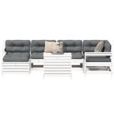 Gossi set canapea de gradina, 7 piese, alb, lemn masiv de pin