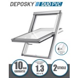 Fereastra mansarda DEPOSKY DUO PVC, 2 sticle, maner jos