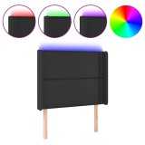 Cumpara ieftin Tablie de pat cu LED, negru, 93x16x118/128 cm, piele ecologica