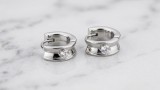 Cumpara ieftin Cercei Creole Lati din Argint 925 Rodati cu Cristal Zirconiu Solitar , Stil Minimalist