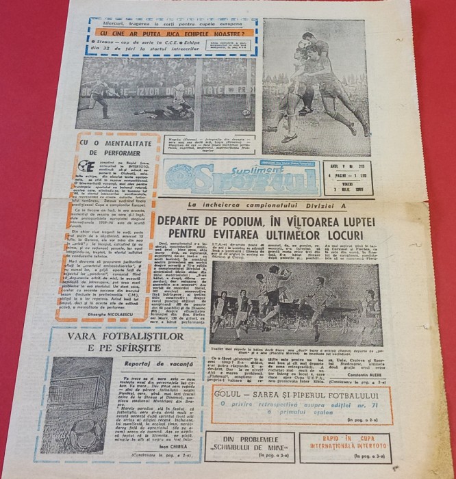 Ziarul Sportul supliment FOTBAL 07.07.1989
