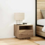 Noptiere cu LED-uri, 2 buc., stejar artizanal, 40x39x37 cm