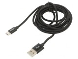 Cablu USB 2.0 USB A la USB C 2m Negru Textilă 480Mbps
