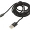 Cablu USB 2.0 USB A la USB C 2m Negru Textilă 480Mbps