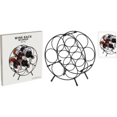 Suport sticle vin metalic rotund, design modern, 31x18x33 cm