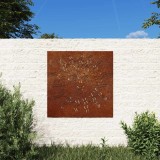 vidaXL Decor perete de grădină 55x55 cm design soare oțel Corten 824501