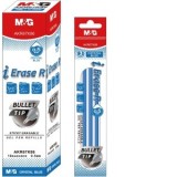 Rezerva roller M&amp;amp;amp;G cu stergere, set cu 3 rezerve, 0,5mm, albastru cristal, bullet tip