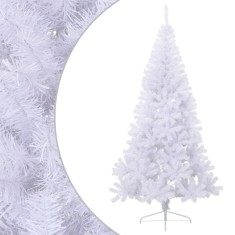 vidaXL Brad de Crăciun artificial jumătate, suport, alb, 210 cm, PVC