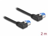 Cablu de retea RJ45 Cat.6A LSOH SFTP unghi 90 grade stanga 2m Negru, Delock 80211