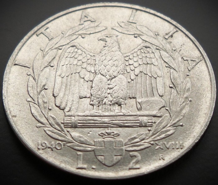 Moneda istorica 2 LIRE - ITALIA FASCISTA, anul 1940 * cod 247 B