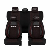 Set Huse Scaune Universale Racing, Negru Personalizate cu Audi