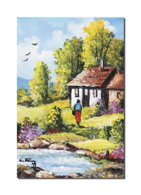 Tablou eisaj din natura pictat manual, Amintiri, 30x20cm ulei pe panza, gata de agatat pe perete foto
