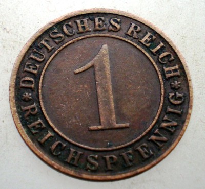 B.222 GERMANIA WEIMAR 1 REICHSPFENNIG 1934 D foto