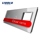 Cumpara ieftin Panou Livolo cu 2 &icirc;ntrerupatoare touch si rama din sticla gri