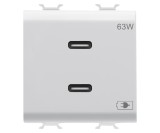 Priza USB tip C dubla 2M PD 63W Gewiss Chorus alb GW10417