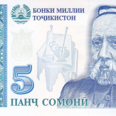 Bancnota Tadjikistan 5 Somoni 1999 (2010) - P15c UNC ( numar mic serie )