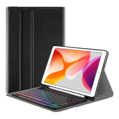 Husa iPad 7 10.2 (2019) cu tastatura magnetica wireless RGBpencil holder Techsuit??A CozyTab,??A negru foto