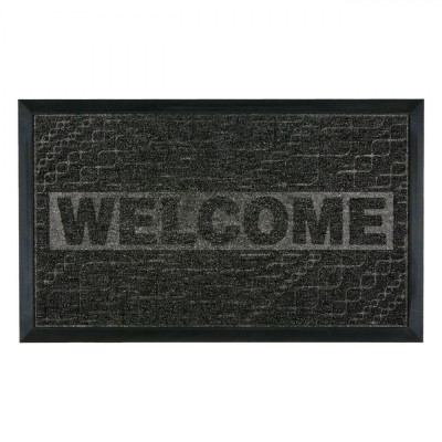 Covoraș Ușă, Model Welcome, Culoare Negru, 75x45cm, Cauciuc-Mochetă foto