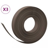 Cumpara ieftin Borduri de gradina, 3 buc, maro, 10 m 10 cm, polietilena