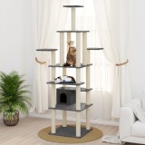 VidaXL Ansamblu pisici, st&acirc;lpi din funie sisal, gri &icirc;nchis, 183 cm