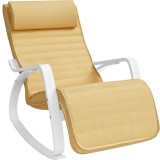 SONGMICS Scaun balansoar din lemn, suport picioare reglabil, maxim 150kg, 55x122x84cm, galben-pastel Household NewTrend