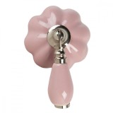 Maner mobila din aluminiu argintiu si ceramica roz 4x8x6 cm