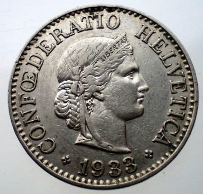 1.582 ELVETIA 10 RAPPEN 1933 B NICHEL foto