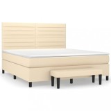 Cumpara ieftin Pat continental cu saltea, crem, 180x200 cm, textil