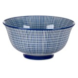 Mini bol pentru servire,ceramica,dungi albastre,250 ml