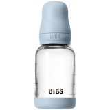BIBS Baby Glass Bottle Silicone biberon anticolici cu suzetă din silicon Baby Blue 120 ml