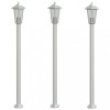 Lampi exterioare de podea 3 buc argintiu 120 cm otel inoxidabil