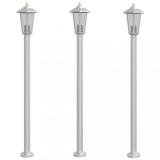 Cumpara ieftin Lampi exterioare de podea 3 buc argintiu 120 cm otel inoxidabil
